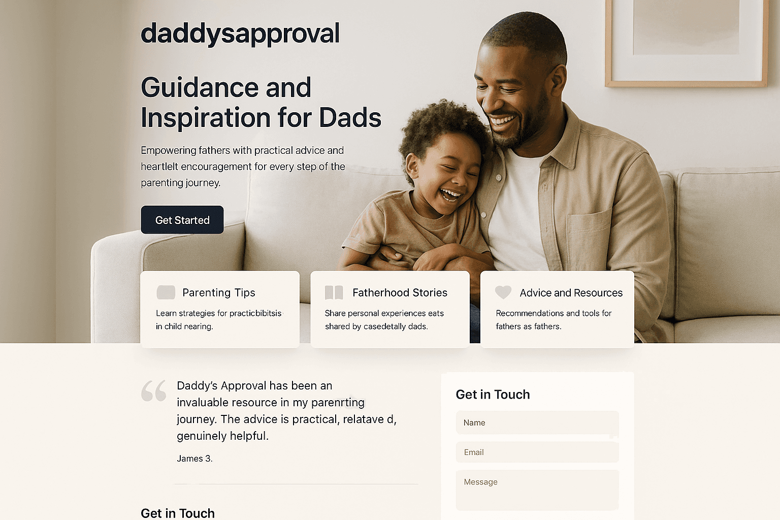 daddysapproval.com website mockup